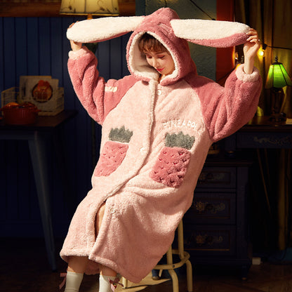 Women's Fashion Coral Fleece Fleece-lined Thickened Pajamas