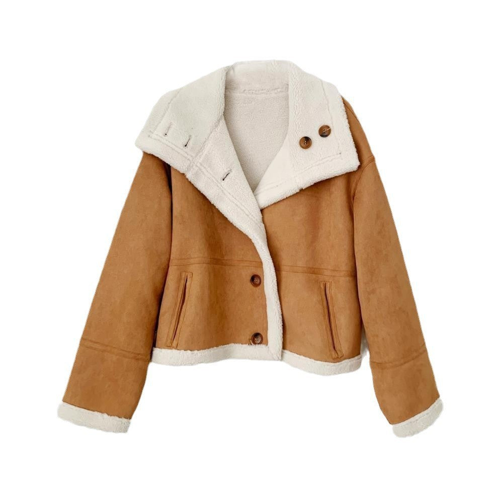 Loose Lapels Thickening Coat For Women