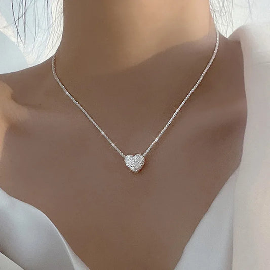 New 925 Sterling Silver Girls Hammer pattern Love Necklace