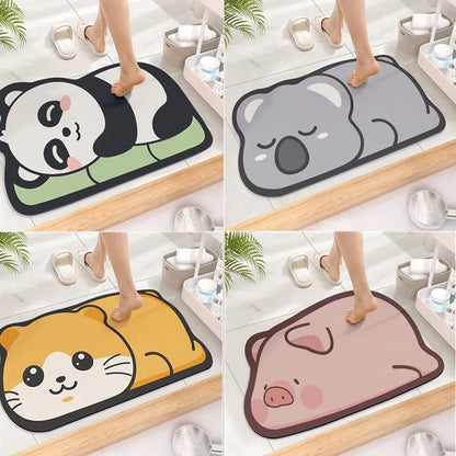 Cute Cartoon Non-Slip Diatom Super Absorbent Bathroom Mat