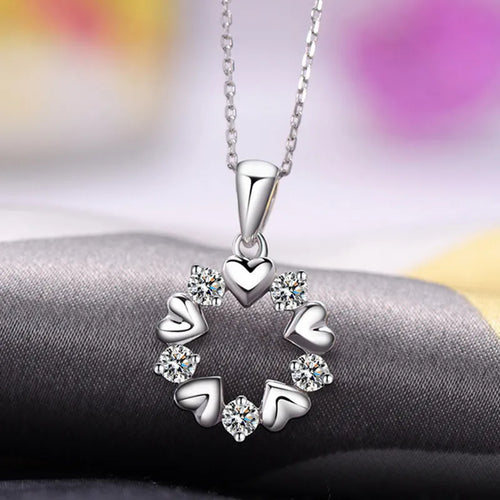 925 Sterling Silver Irregular Heart Moon Necklace