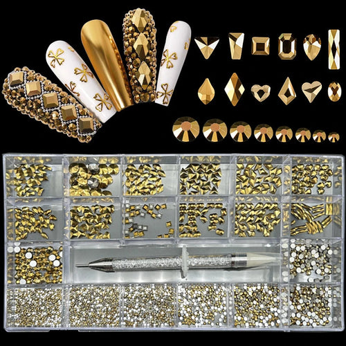 2800pcs Luxury Shiny Diamond Nail Art Rhinestones Crystal Decorations