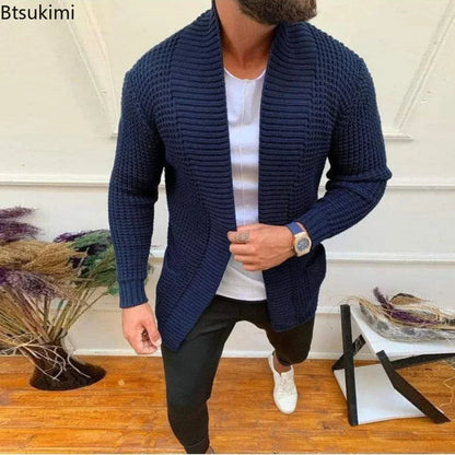 2024 Men's Casual Knitting Sweater Cardigan V-Neck Solid