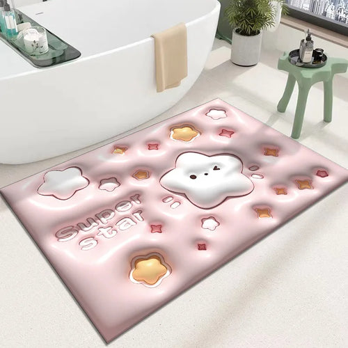 Soft Diatom Mud Carpet 3D Expansion Small Flower Floor Mat