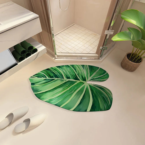 Super Absorbent Non Slip Leaf Shape Bath Mat
