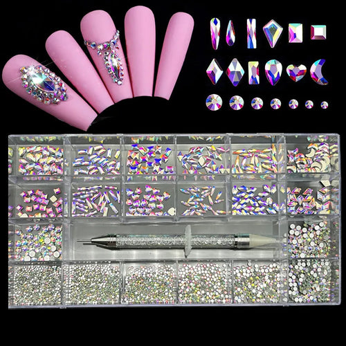 2800pcs Luxury Shiny Diamond Nail Art Rhinestones Crystal Decorations