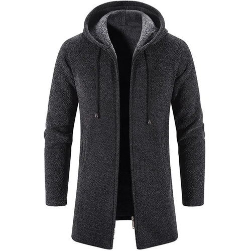 Men Long Trench Coat 2024 Knit Sweater Jacket Fleece
