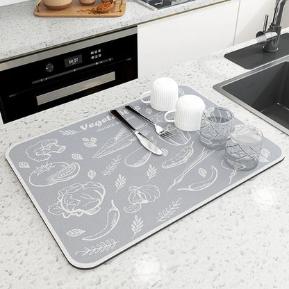 Large Kitchen Super Absorbent Diat. Dish Draining Mat