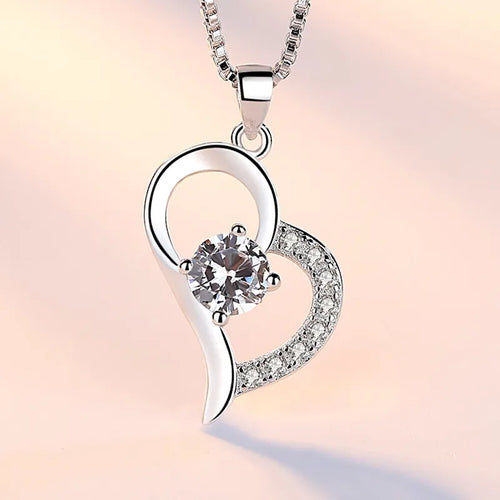 925 Sterling Silver Irregular Heart Moon Necklace