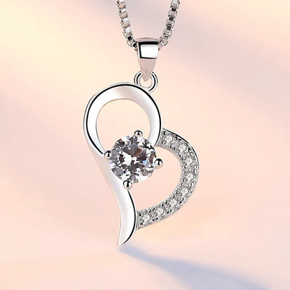 925 Sterling Silver Irregular Heart Moon Necklace