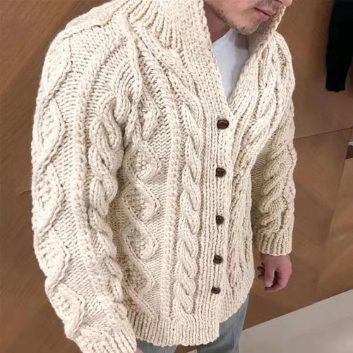 New 2024 Men's Warm Coat Cardigan Sweater Stretchy Long