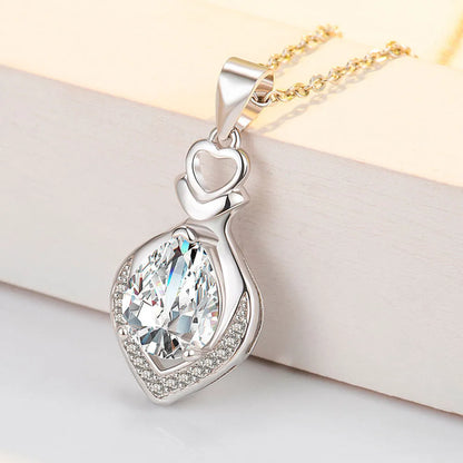 925 Sterling Silver Irregular Heart Moon Necklace