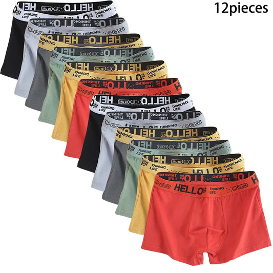 12 pieces Mens Underwear Cotton Male Pure