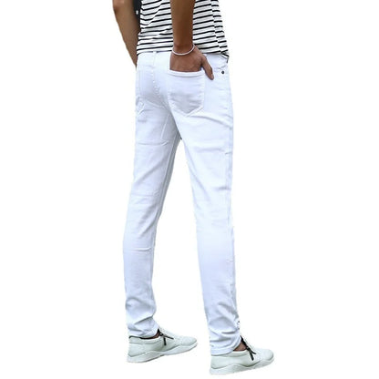 Men's Elastic Slim White Jeans Slim Fit