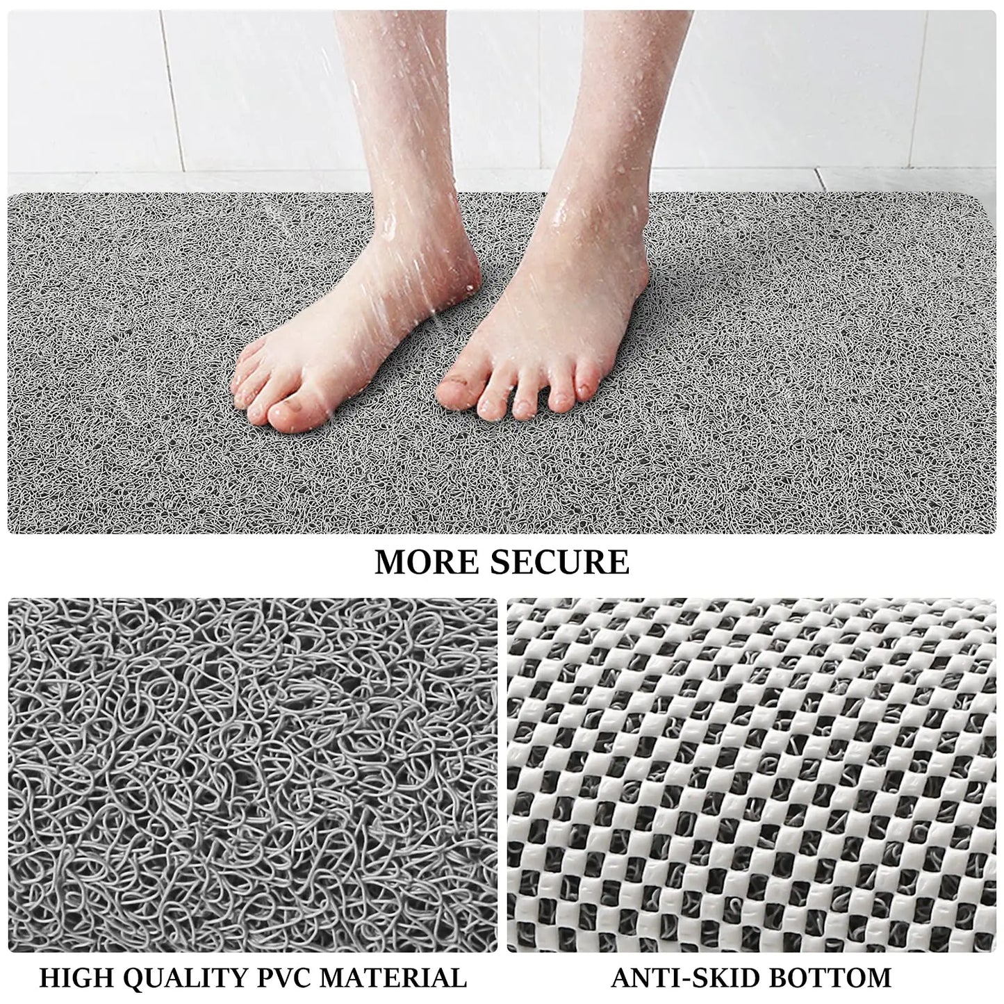 Non-Slip Shower Mat with Quick Drying PVC Loofah
