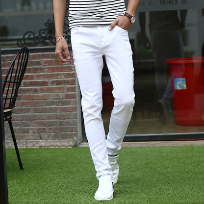Men's Elastic Slim White Jeans Slim Fit