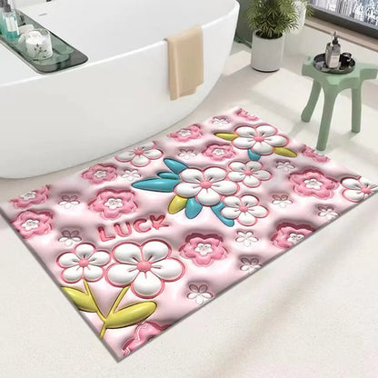 Soft Diatom Mud Carpet 3D Expansion Small Flower Floor Mat