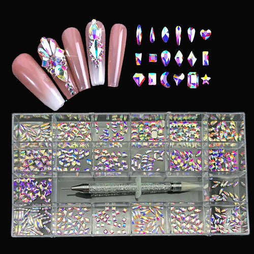2800pcs Luxury Shiny Diamond Nail Art Rhinestones Crystal Decorations