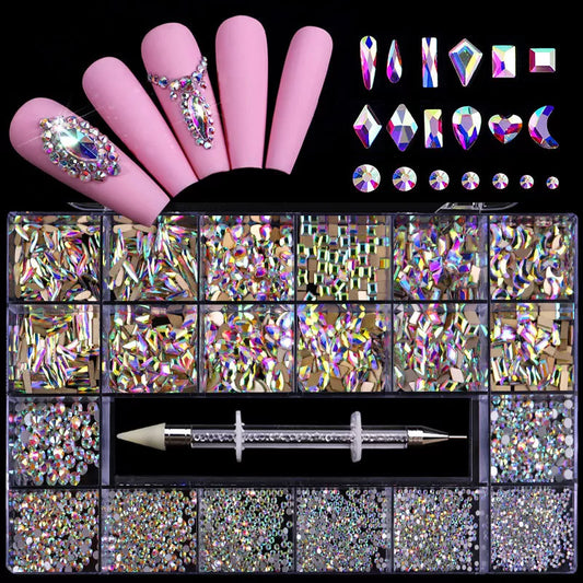 2800pcs Luxury Shiny Diamond Nail Art Rhinestones Crystal Decorations