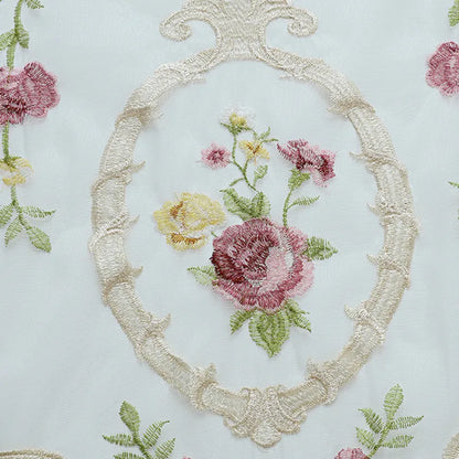 French Velvet Tulle Flower Embroidered Curtains