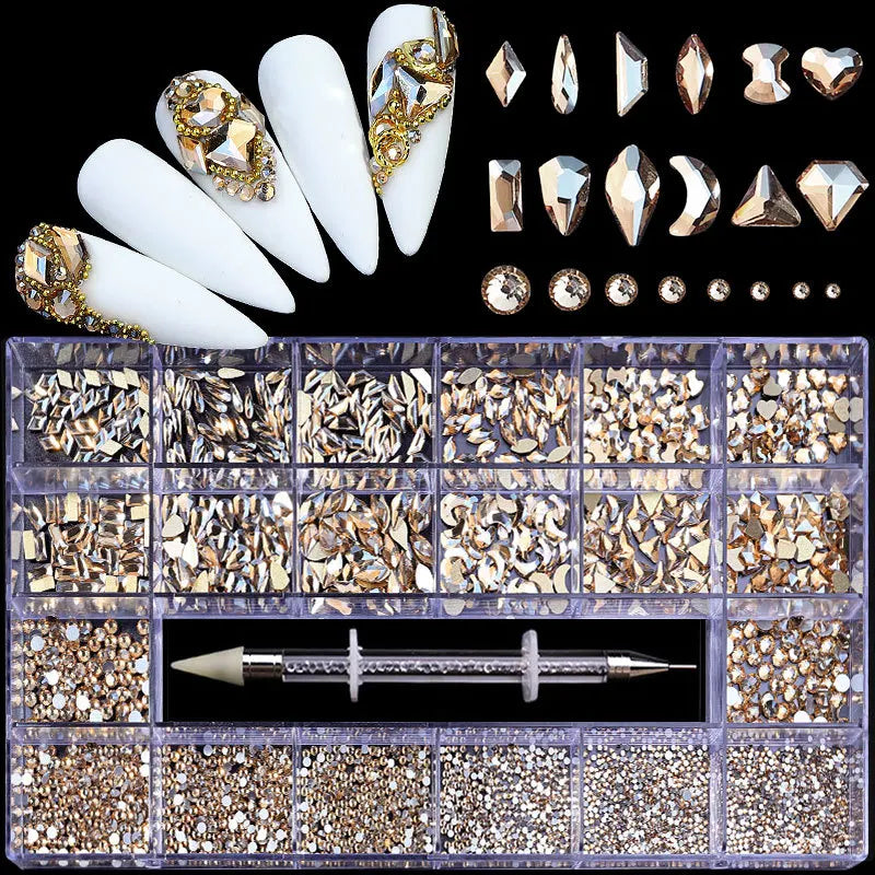 2800pcs Luxury Shiny Diamond Nail Art Rhinestones Crystal Decorations