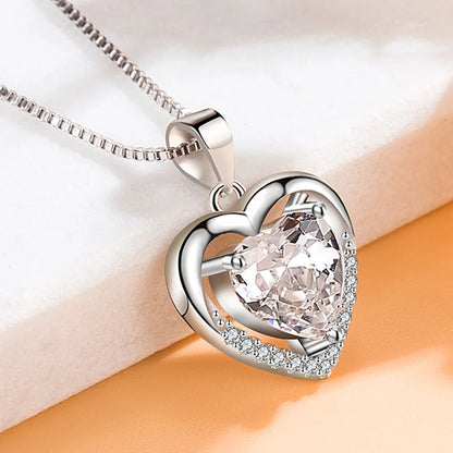 925 Sterling Silver Irregular Heart Moon Necklace