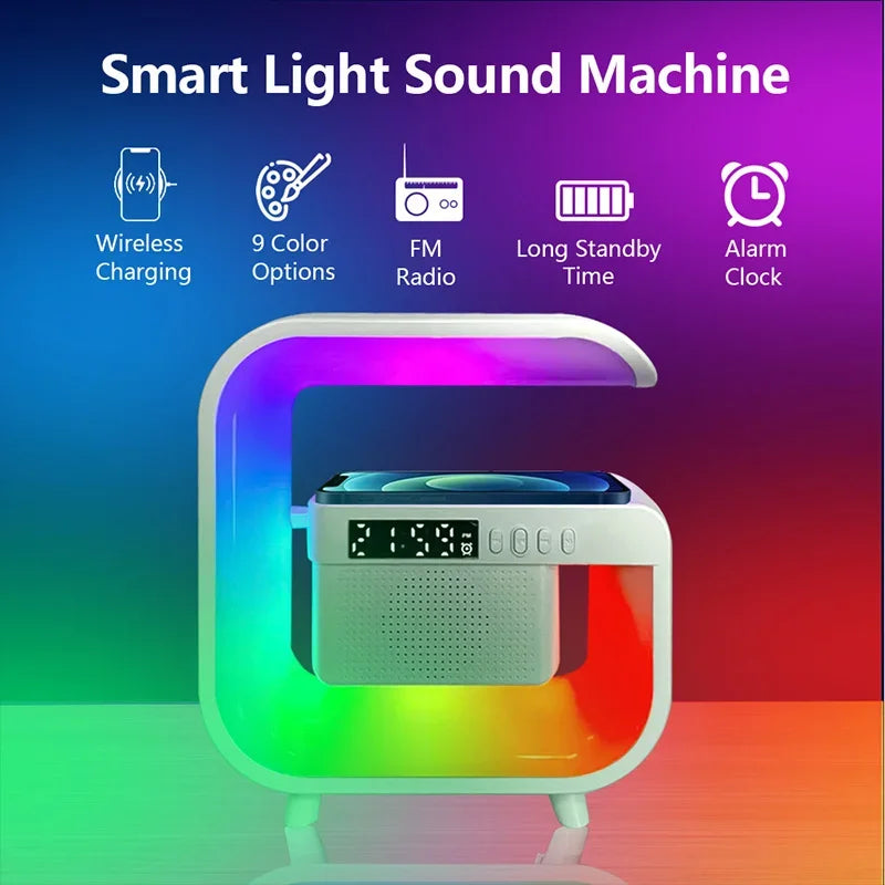 Multifunction Wireless Charger Stand Bluetooth 5.0 Speaker FM TF RGB