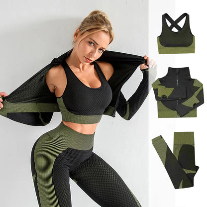 2/3PCS Seamless Women Workout Sportswear Gym Fitness Set