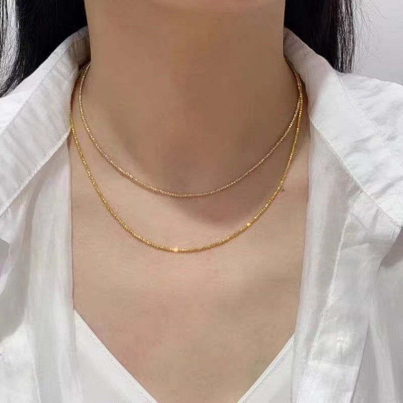 18K Gold Necklace Bungee Wave Bead Chain
