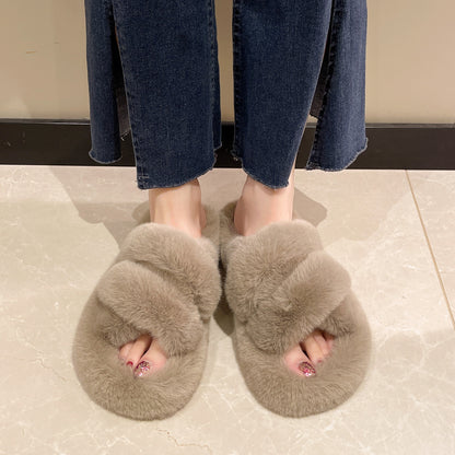 Women Winter Warm Fuzzy Slippers Plush Soft Shoes