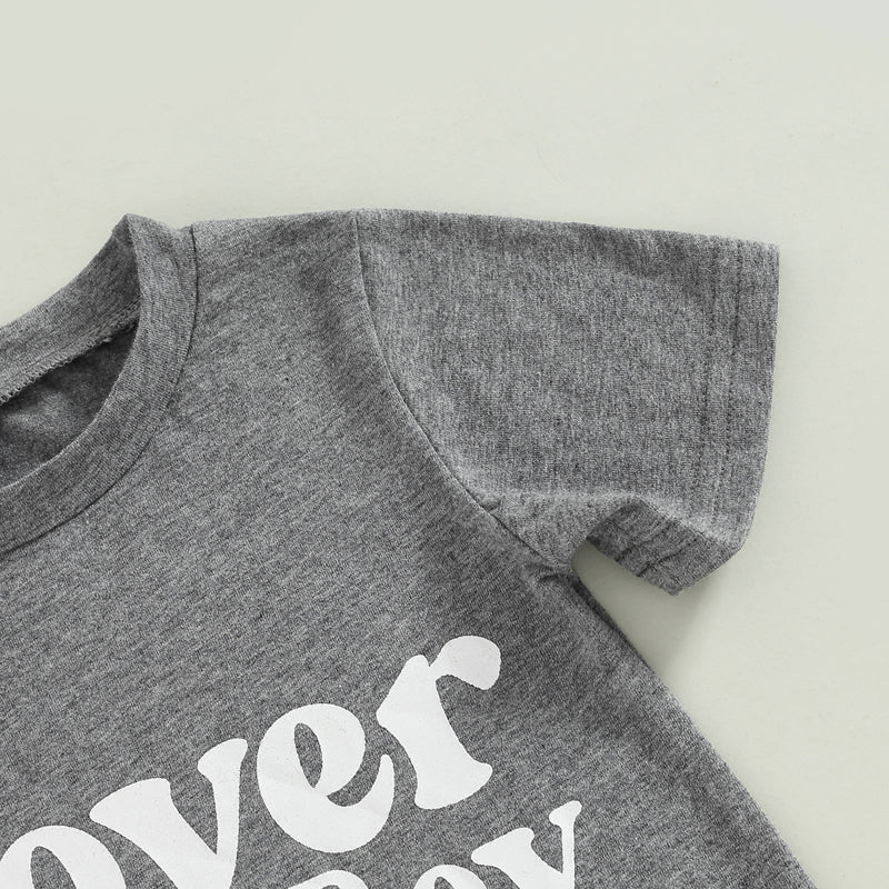 Baby Boy Short Sleeve Monogram Print T-shirt Gray Clothing Set