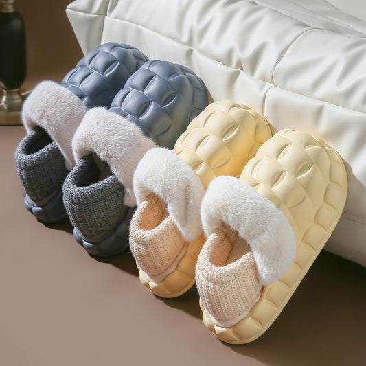 Women Bubble Shoes With Foldable Heel Warm Indoor House Slippers