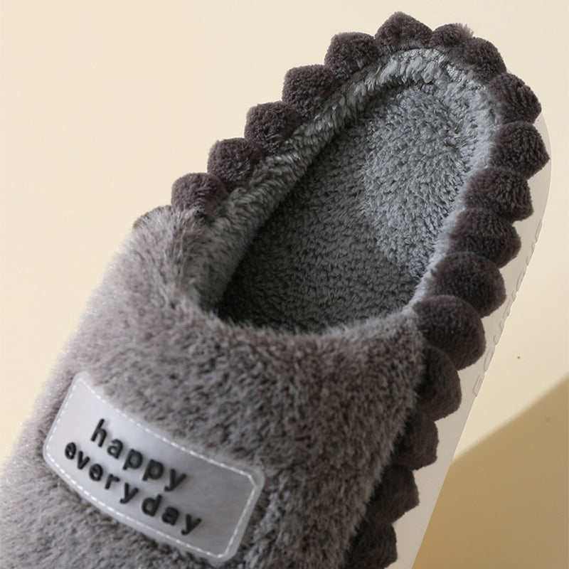 Men Thick-soled Fluffy Fleece Home Slippers