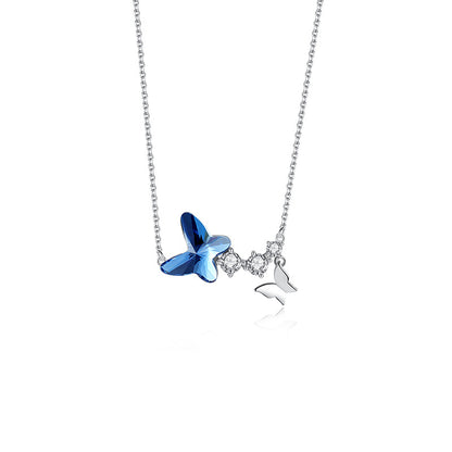 S925 Sterling Silver Butterfly Necklace Simple Pendant