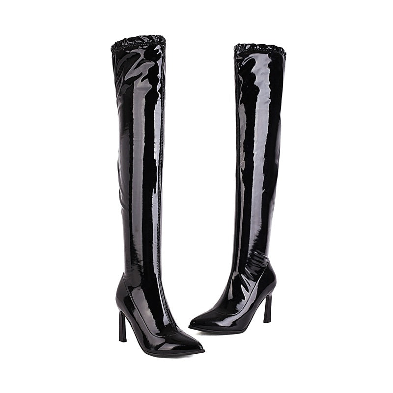 Beautiful Leg Over The Knee High Heel Stretch Boots