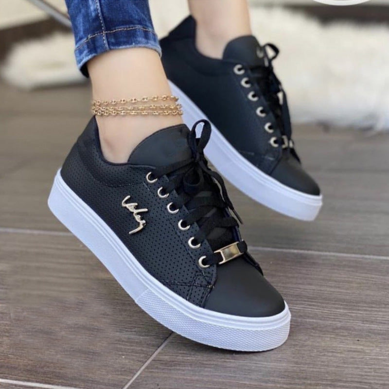 Flat Sneakers Breathable Lace-up Shoes