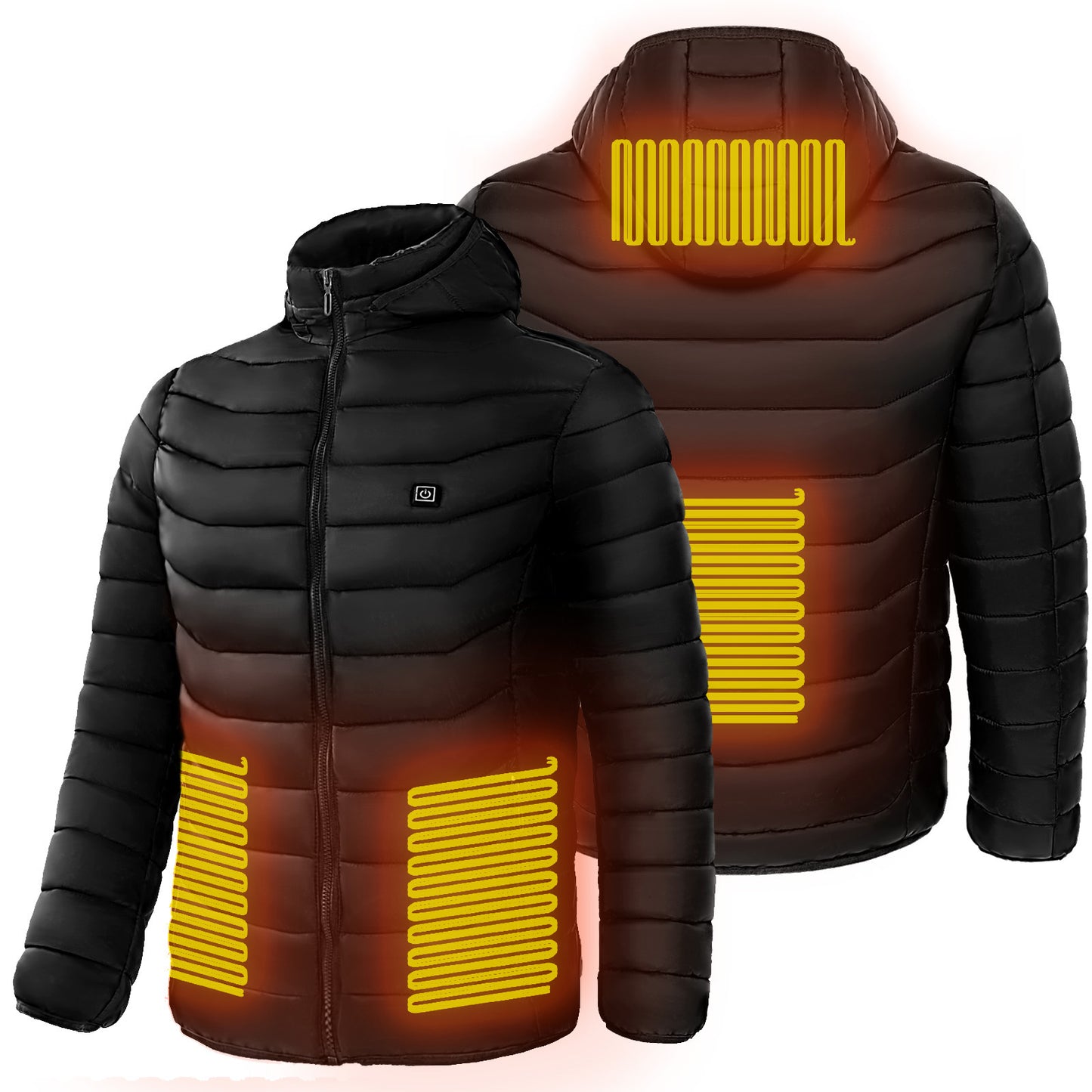 Men Heated Puffer Jacket Electric Heating Insulated Hood Windbreaker 9Heat Zones