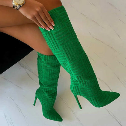 Sexy Suede Pattern High Heel Boots