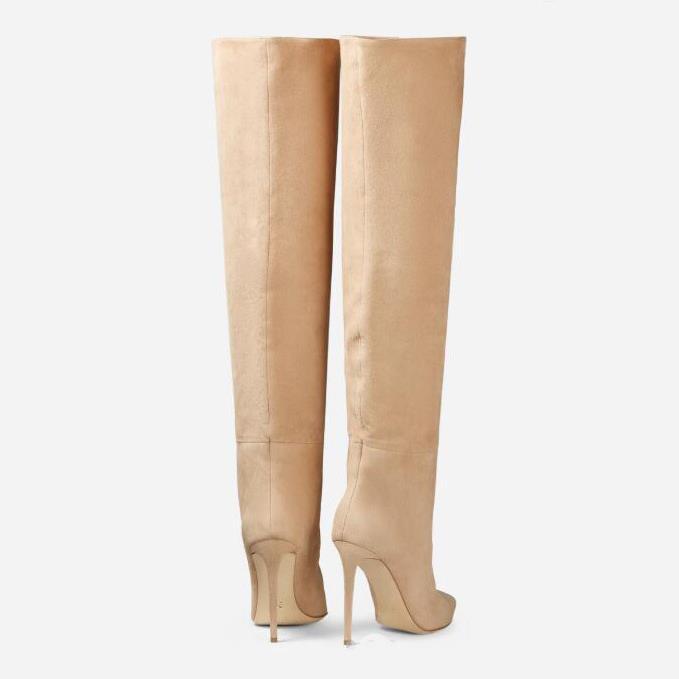Stiletto High Heels Over The Knee Boots Suede Sleeve Women's Boots Large Size