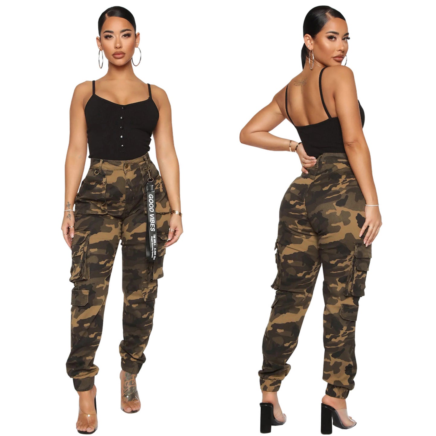 Slim Fit Camouflage Comfortable Leisure Tapered Stretch Overalls