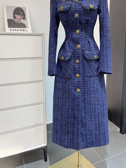 French Tweed Woven Temperament Socialite Dress