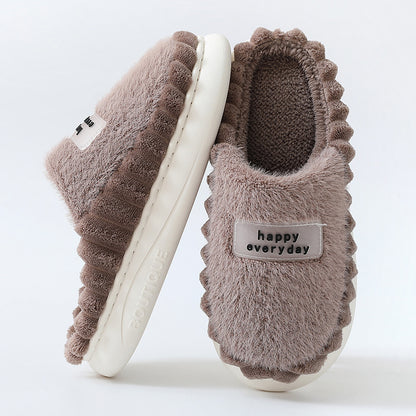 Men Thick-soled Fluffy Fleece Home Slippers