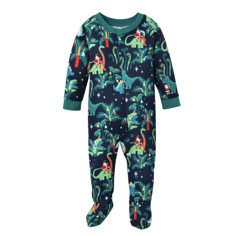 Dinosaur Christmas Dress Print Family Baby Boys And Girls With Dog Parent Child Pajamas