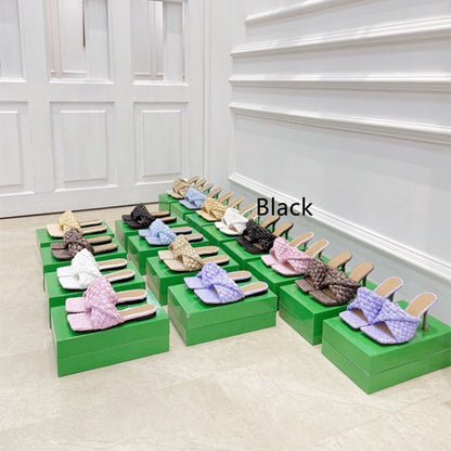 Summer New Woven Outer Wear High Heels Women