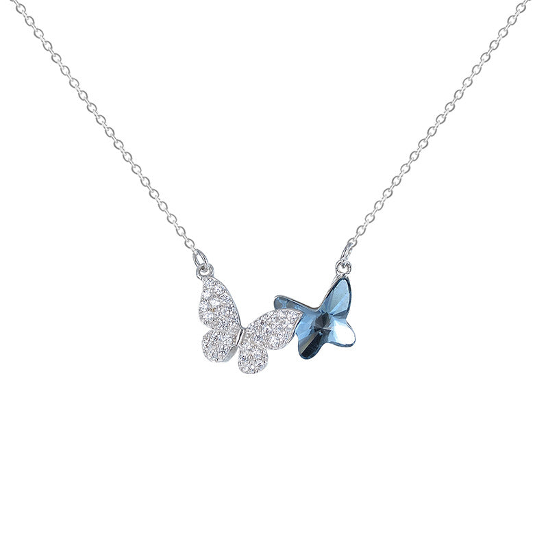 S925 Sterling Silver Butterfly Necklace Simple Pendant