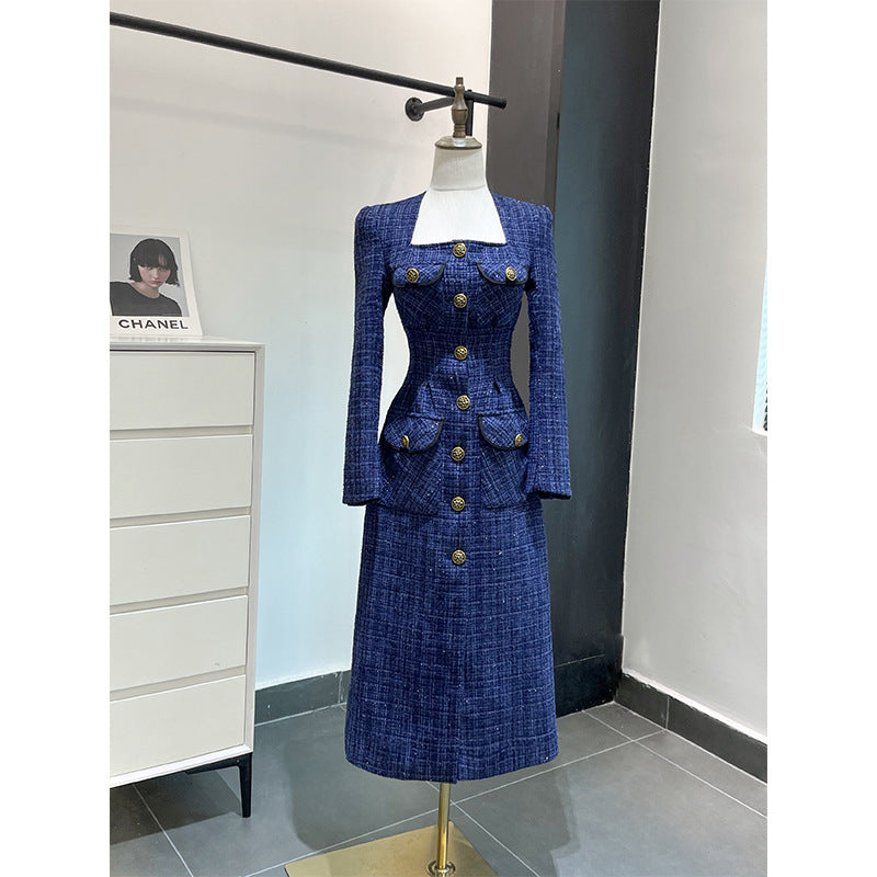 French Tweed Woven Temperament Socialite Dress