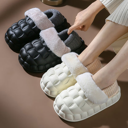 Women Bubble Shoes With Foldable Heel Warm Indoor House Slippers