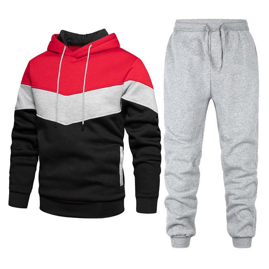 Men's Color Matching Hoodie Suit