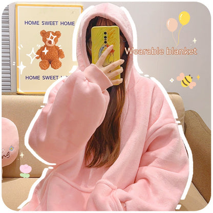 Hooded Blanket Nightgown: Cozy Warmth for Stylish Students!