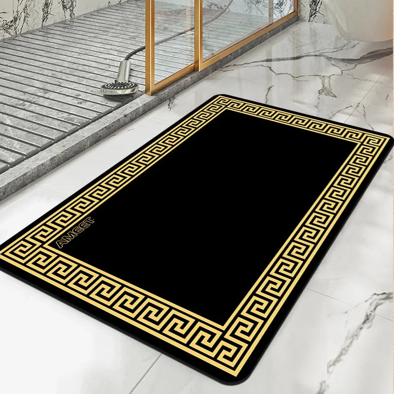 Luxury Black & Yellow Bath Mat: Super Absorbent & Anti-Slip!